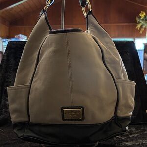 Chic Cream and Black Hobo Bag